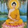 Tranh đức phật ngồi dưới cây bồ đề