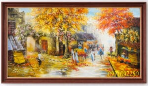 Tranh sơn dầu phố cổ hà nội xưa giao lộ thời gian góc phố