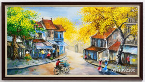 Tranh sơn dầu phố cổ nét văn hóa lâu đời của thủ đô
