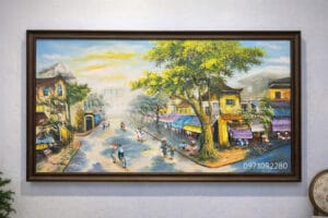 Tranh phố cổ hà nội trang trí nội thất